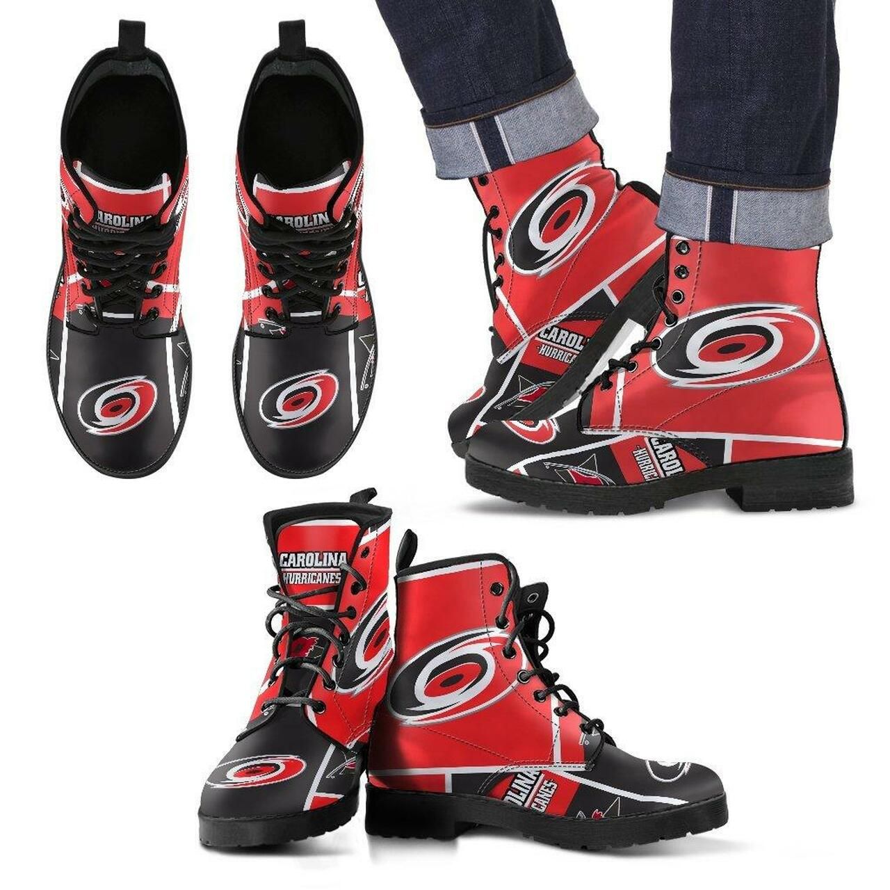 Carolina Hurricanes Leather Boots Fashion Women Boots Shoes Shoes5009