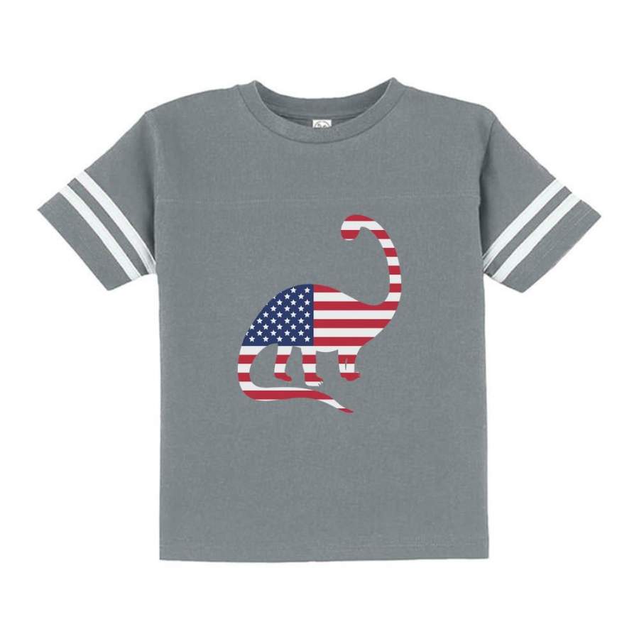 USA Dinosaur American Flag 4th of July Toddler Jersey T-Shirt