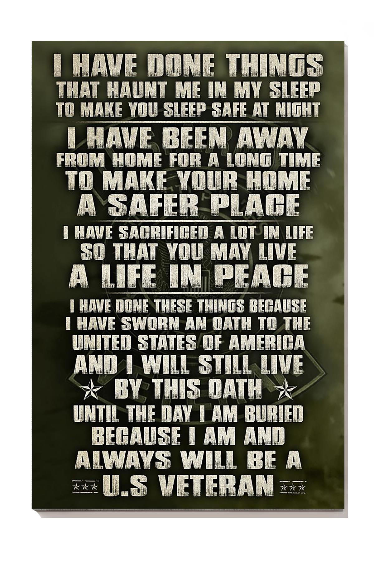 Veterans Quote Veteran Wall Art For Home Decor Canvas