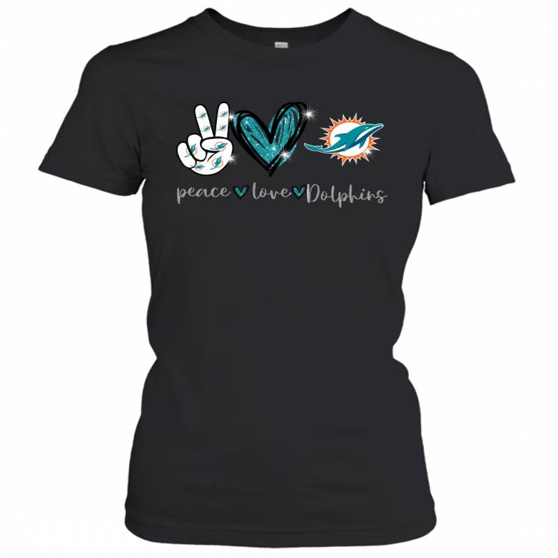 Peace Love Dolphins gift for Miami Dolphins Fans Women’s T-Shirt