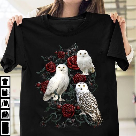 Three owls rose T shirt hoodie sweater H99