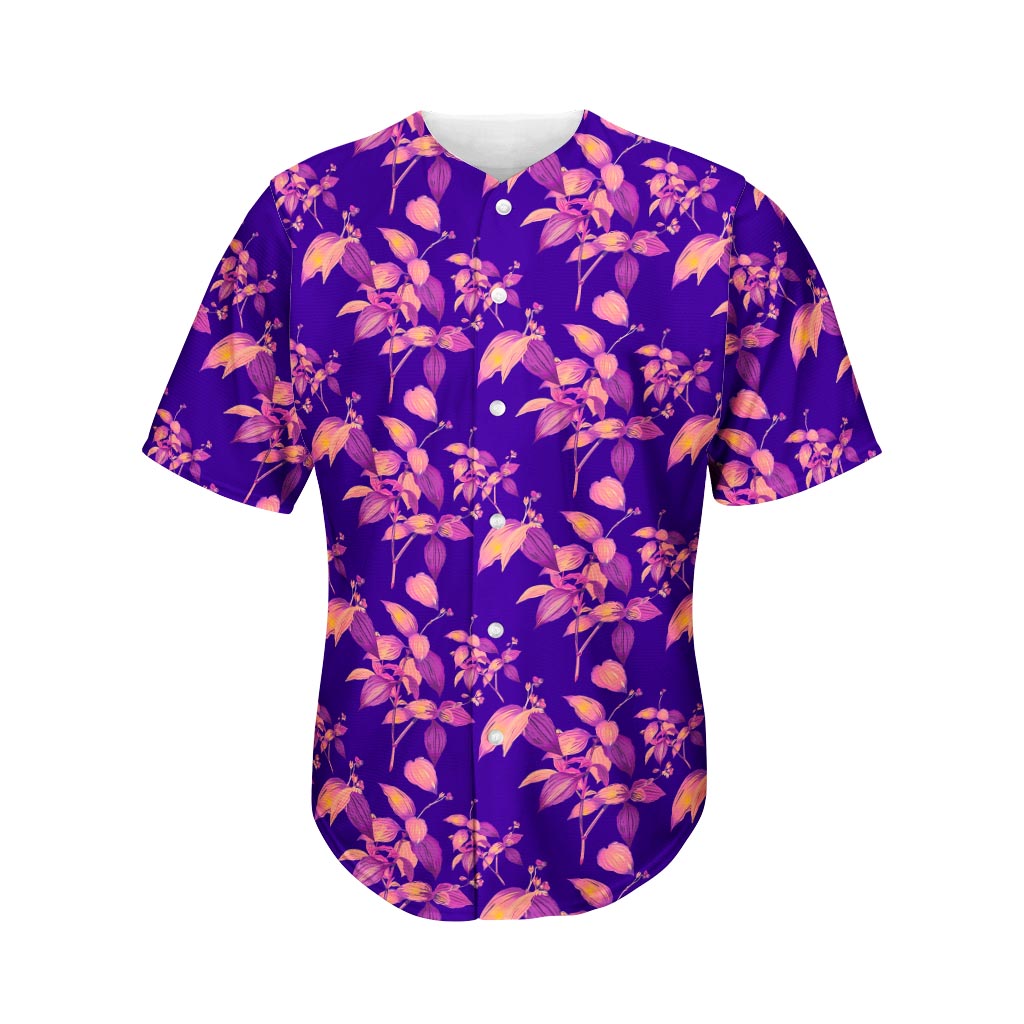 Purple Tropical Hawaii Pattern Print Baseball Jersey Ha88464