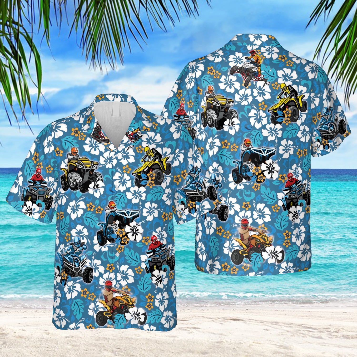 Blue Floral Atv Hawaiian Aloha Travel Outfit Ha85317