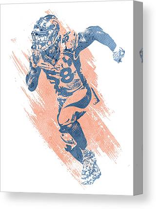 Von Miller Denver Broncos Water Color Art 7 Joe Hamilton Canvas Print