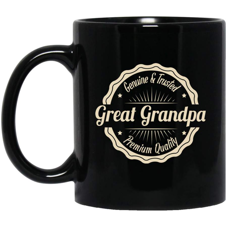 Vintage Grandfather Gift T-shirt Great Grandpa Genuine and Trusted 11 oz Black Mug