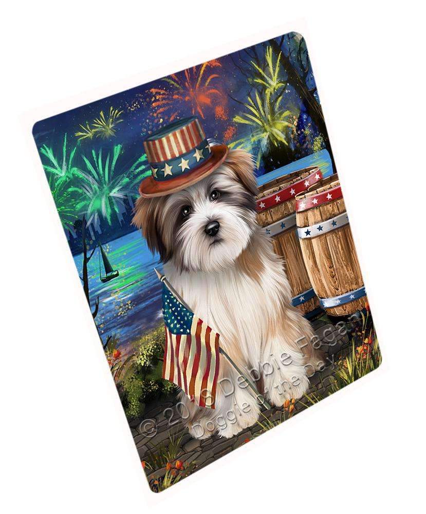 4Th Of July Independence Day Fireworks Tibetan Terrier Dog At The Lake Blanket Blnkt77196