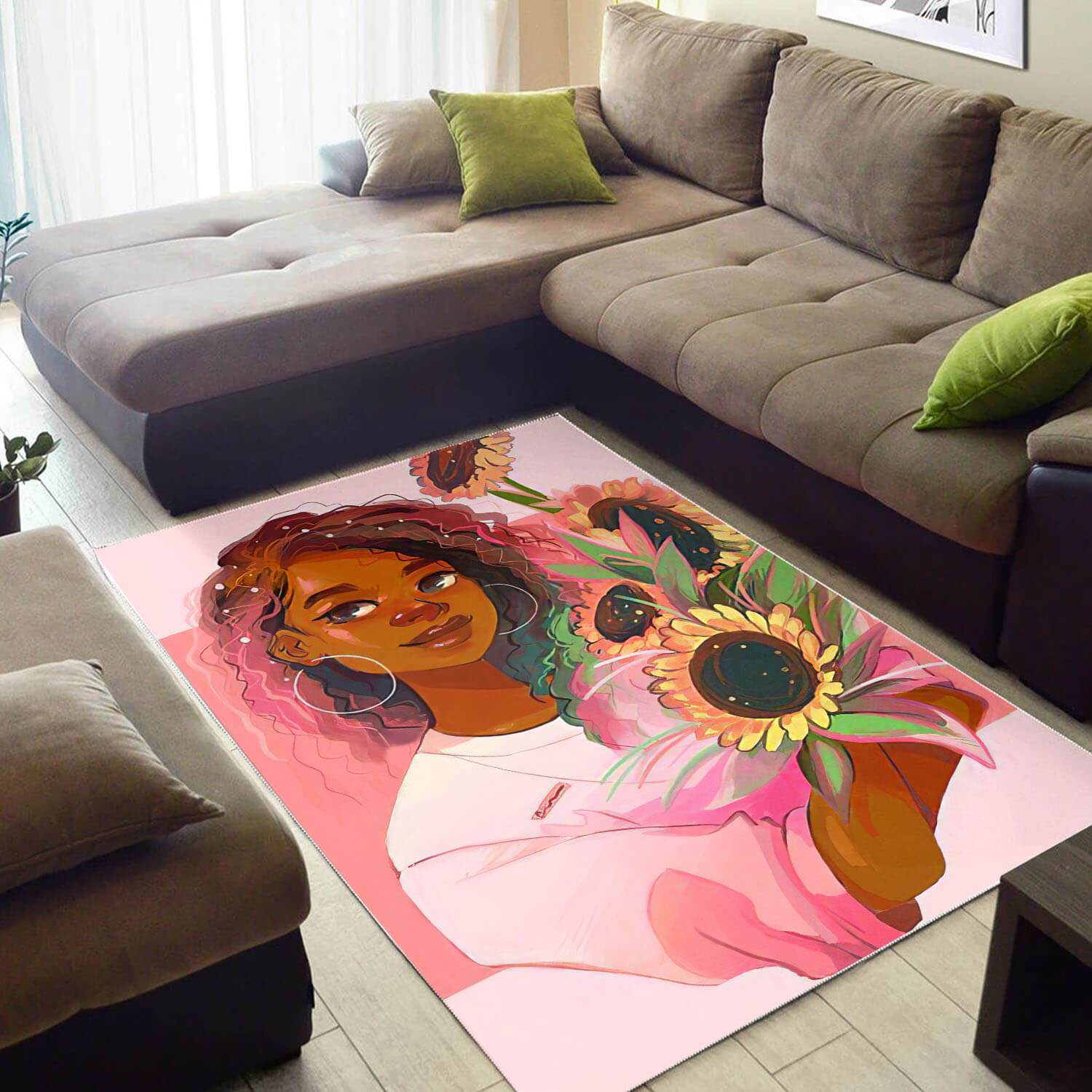 Afrocentric Rugs Beautiful Lady With Afro African Style Rug Afrocentric Themed Decor WBG37356