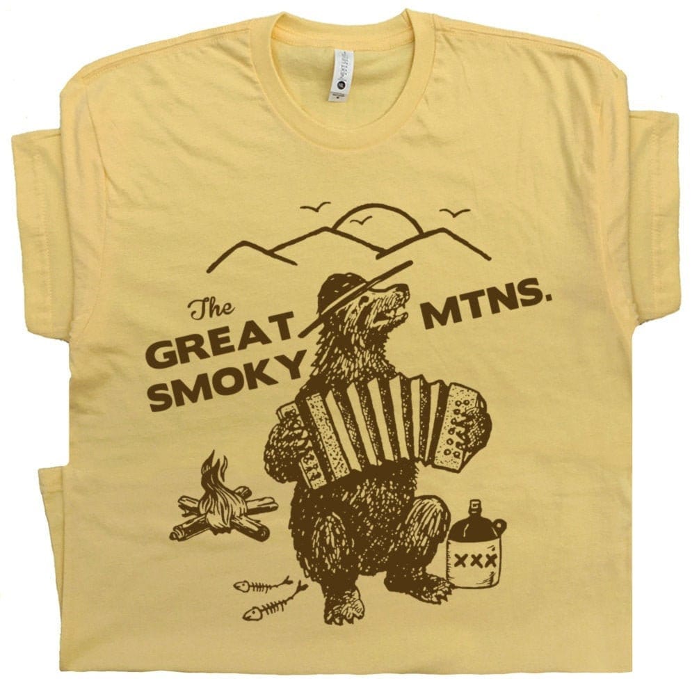 Retro Camping T Shirt Funny Vintage Camp T Shirts Moonshine Graphic National Parks Tee Accordion Bluegrass T Shirt Cute Tee Hiking T Shirt