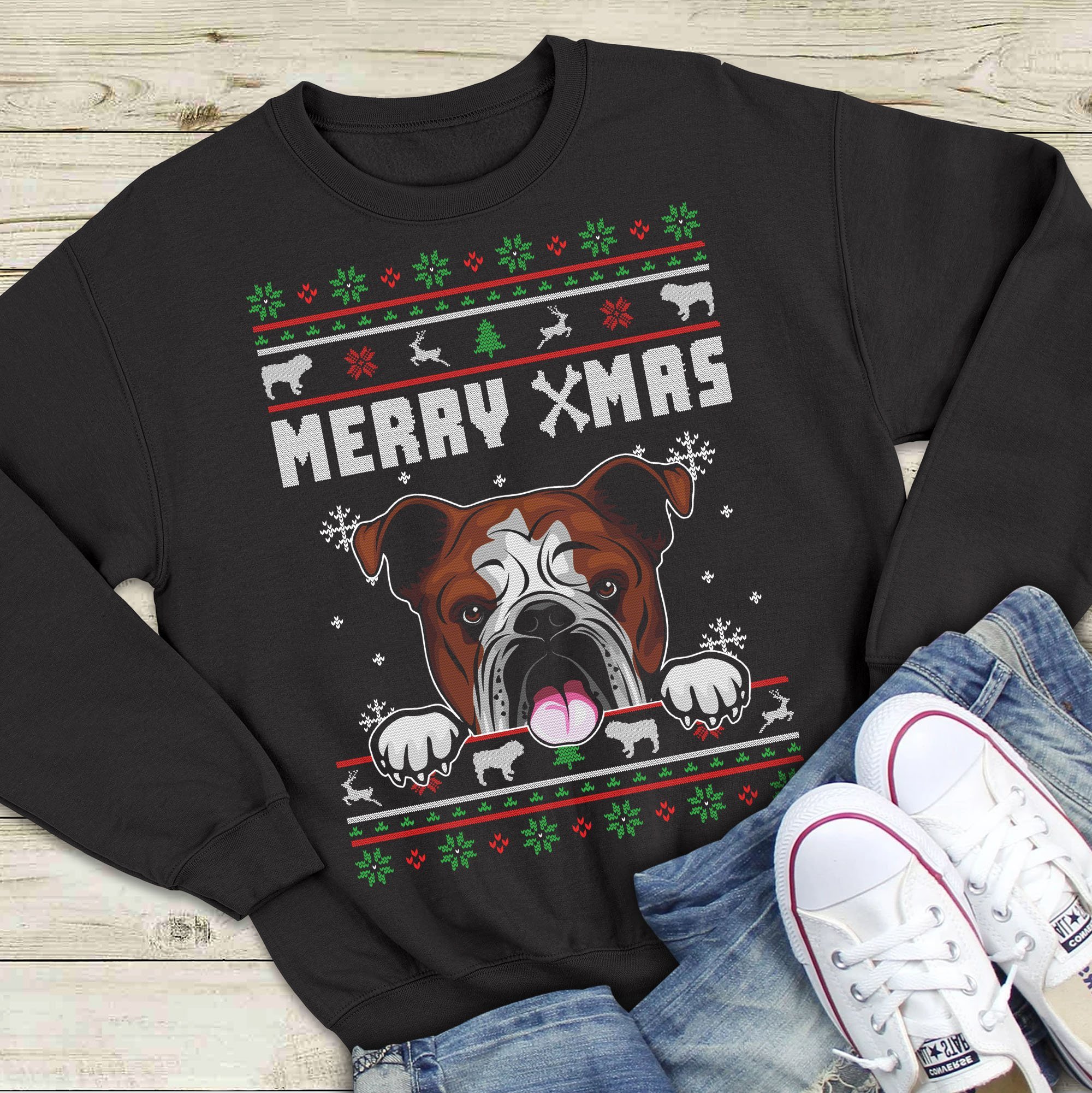 Ugly Sweater Merry Xmas Dog Unisex T-Shirt Hoodie Sweatshirt Plus Size S-5Xl