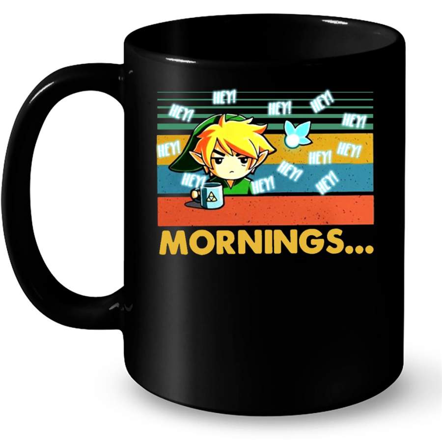 Zelda, Hey Mornings Funny Classic Vintage B – Full-Wrap Coffee Black Mug