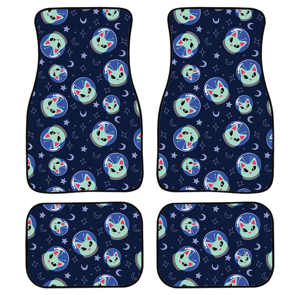 Astronaut Alien Cat Print Front And Back Car Floor Mats, Front Car Mat