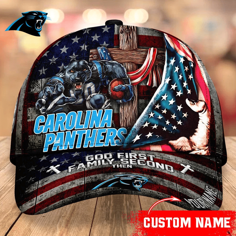 Carolina Panthers Baseball Caps Mascot Flag Custom Name