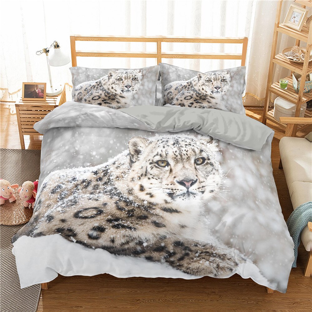 3D Leopard Digital Printed Bedding Deluxe Soft Comfortableness Pillowcase King Queen Size Bedding Set Home Textile Duvet Covers