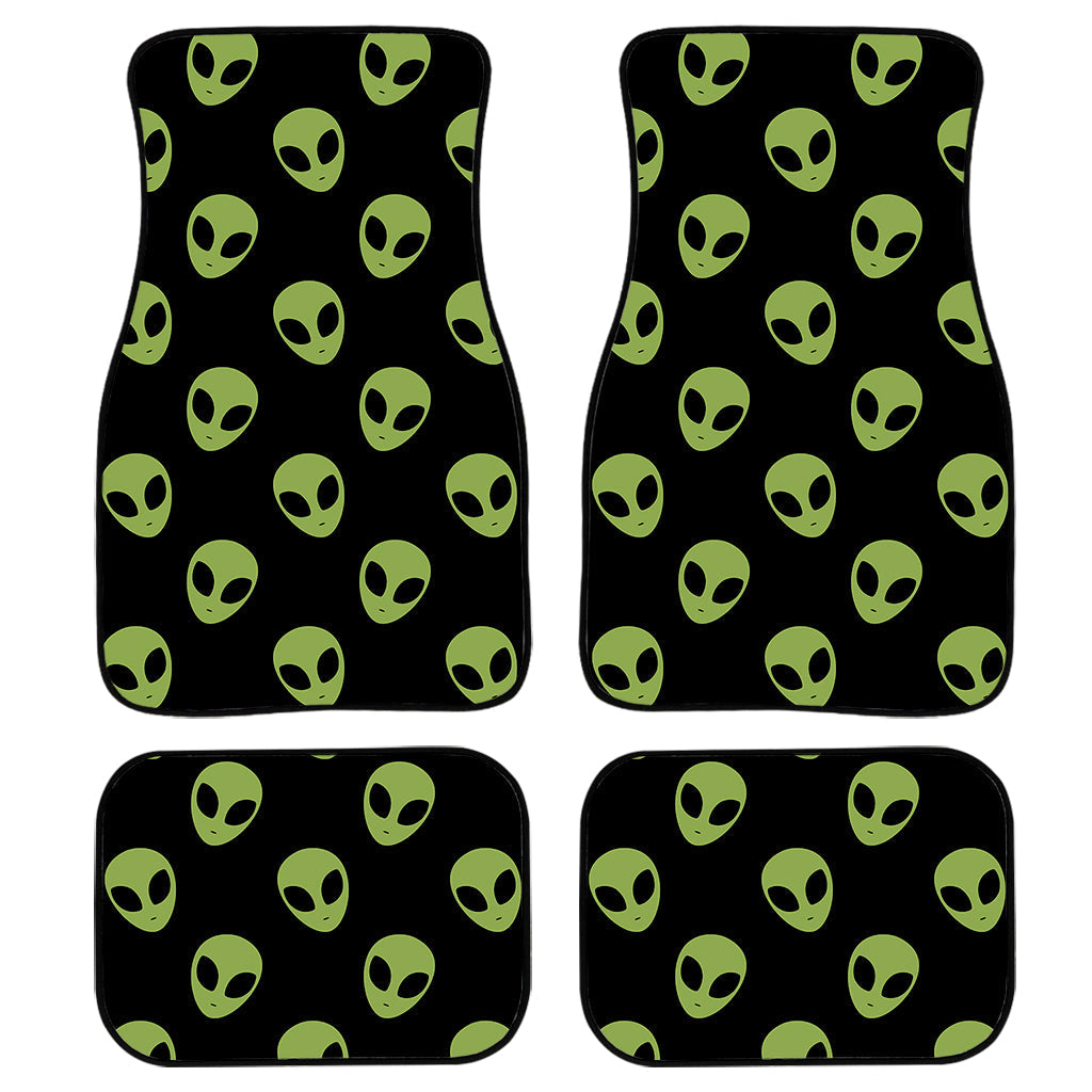 Green Alien Face Pattern Print Front And Back Car Floor Mats, Front Car Mat