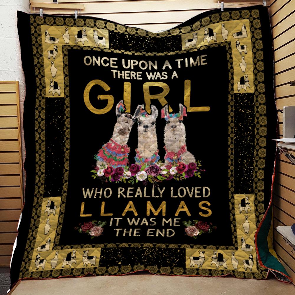 Llama Girl Quilt Blanket