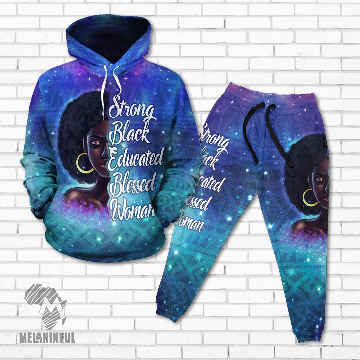 Strong Black Educated Blessed Woman All-over Hoodie And Joggers Set