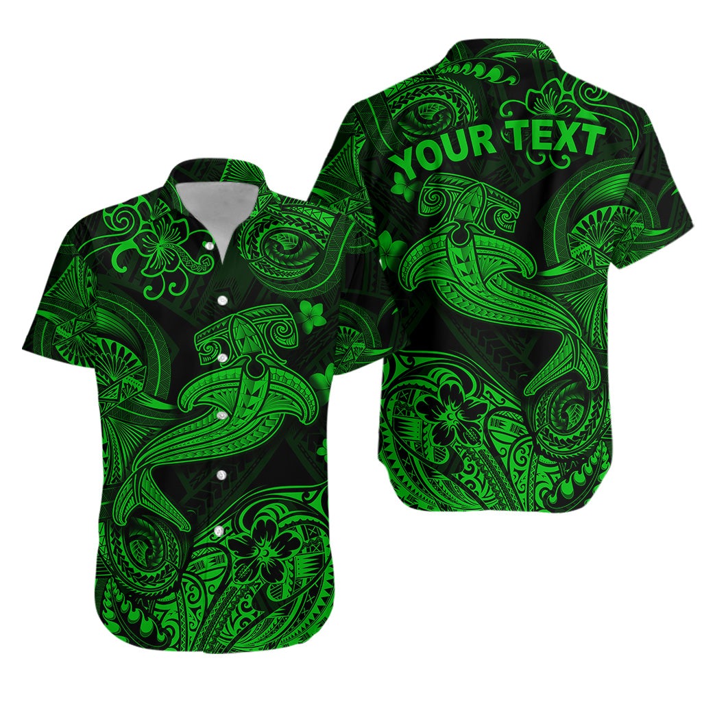 (Custom Personalised) Hawaii Hammer Shark Polynesian Hawaiian Shirt Unique Style – Green Lt8