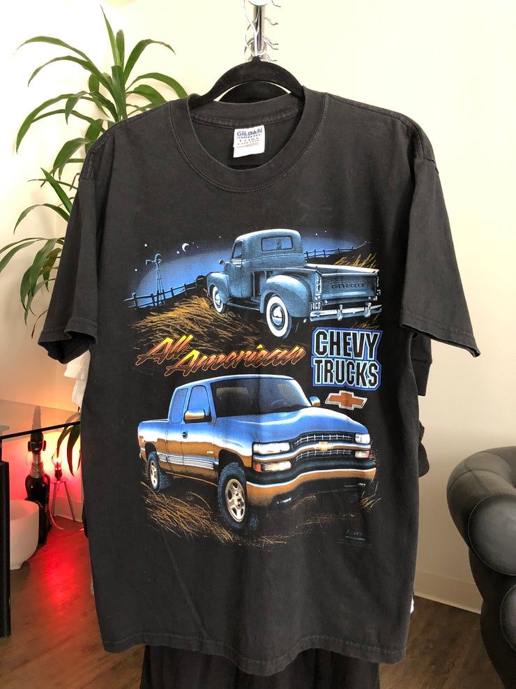 Vintage 1990 S All American Chevy Trucks Crew Neck Graphic Shirt