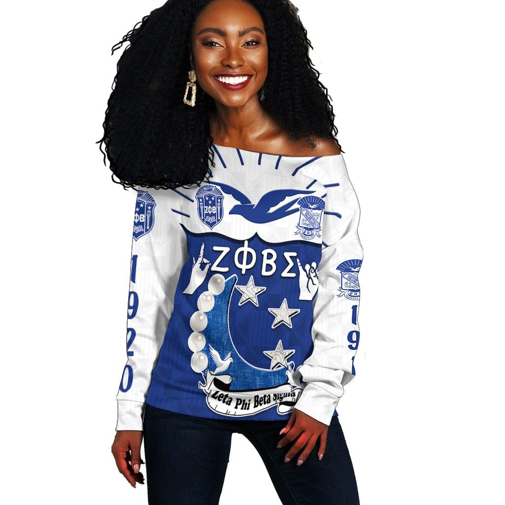 Zeta Phi Beta Sigma Off Shoulder Sweater – We Are Family Lt4