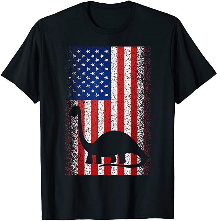 USA Independence Day July 4th American Flag Dinosaur Gift T-Shirt