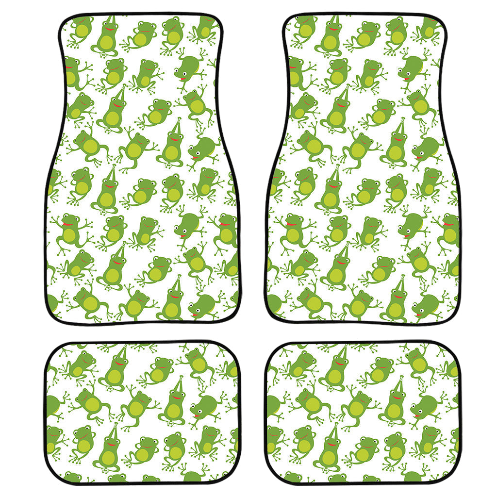 Cute Frog Pattern Print Front And Back Car Floor Mats, Front Car Mat