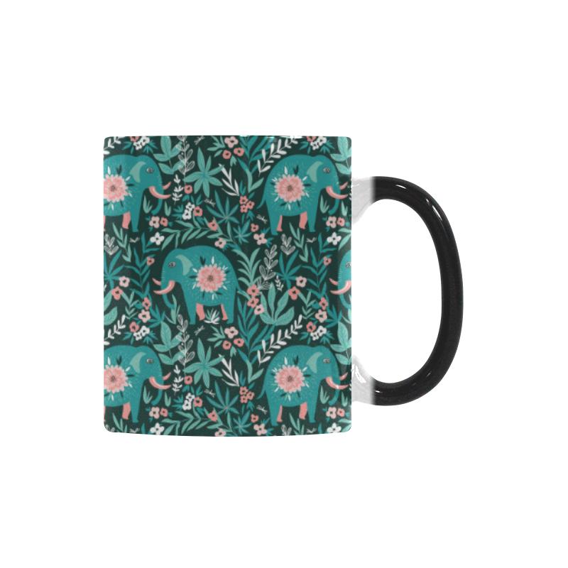 Elephants jungle pattern Morphing Mug Heat Changing Mug