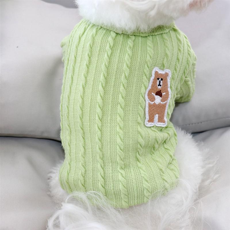 Bear Embroidery Pet Dogs Clothes Cute Cotton Dogs Sweater Knitting Puppy For Small Dogs Luxury Clothing Coats Shih Tzu Chihuahua alx