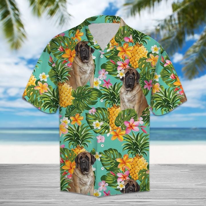 Tropical Pineapple Mastiff Hawaiian Shirt Summer Button Up For Men, Women, Couple