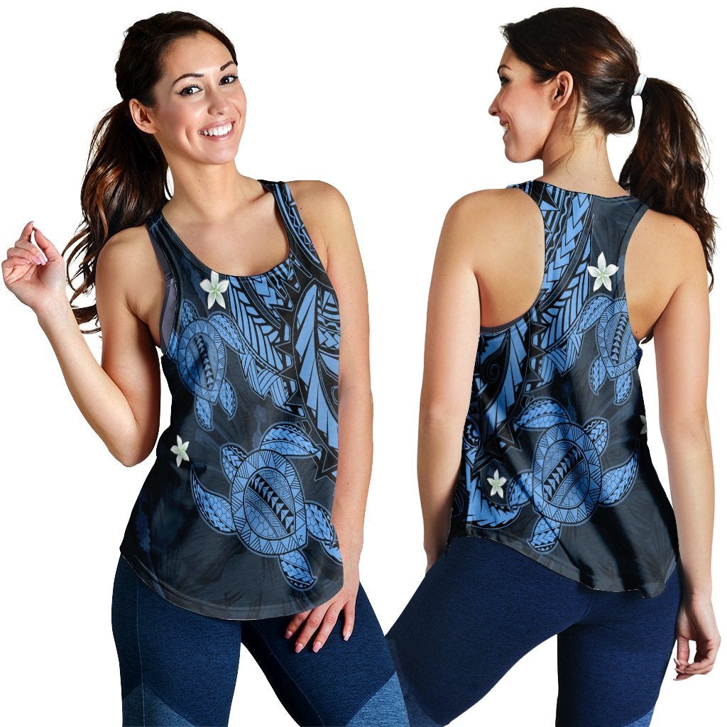 Hawaiian Polynesian Turtle Hibiscus Racerback Tank Pastel Blue Ha86519