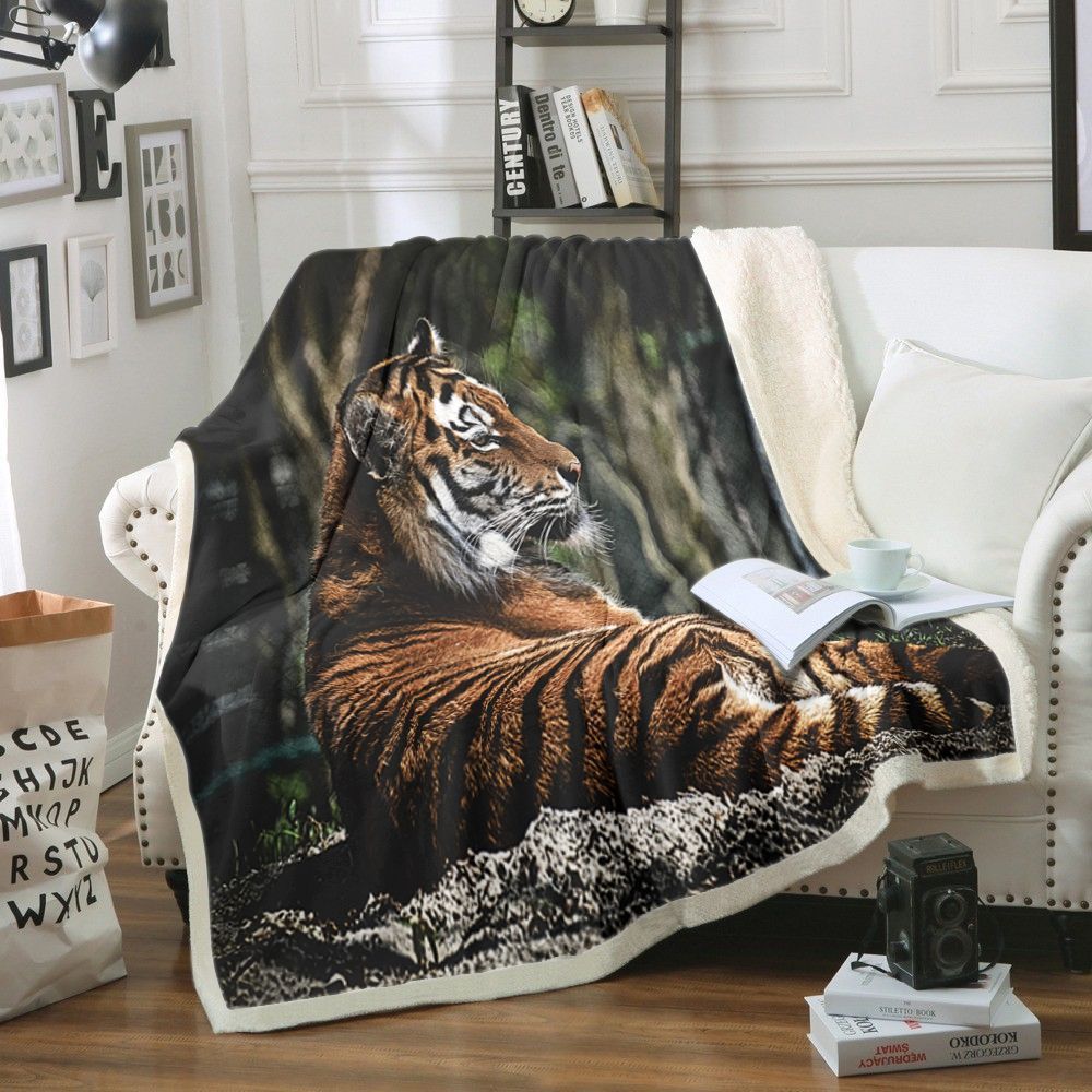 Tiger Sherpa Fleece Blanket VY