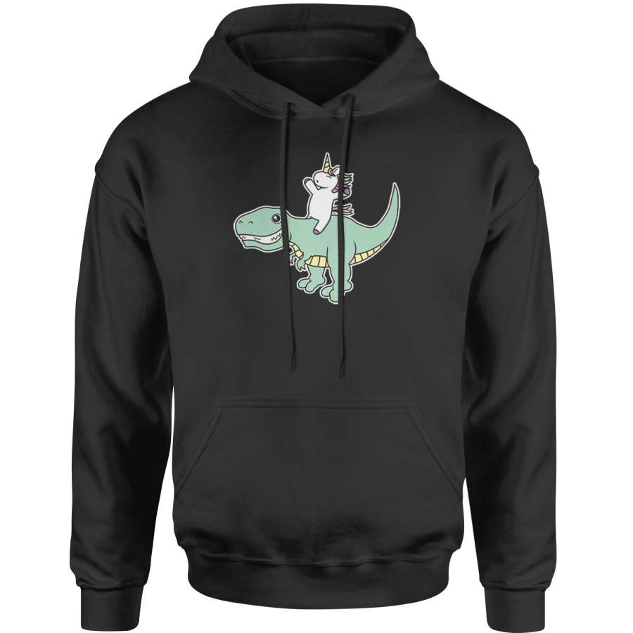 Unicorn Riding A Dinosaur Adult Hoodie Sweatshirt