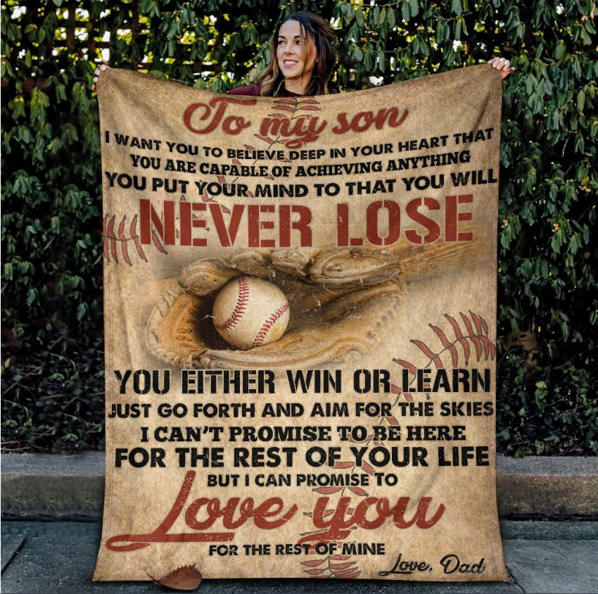 To My Son I Can Promise To Love You For The Rest Of Mine Gift For Son From Dad Fleece Blanket Gift For Baseball Lovers Home Decor Bedding Couch Sofa Soft And Comfy Cozy