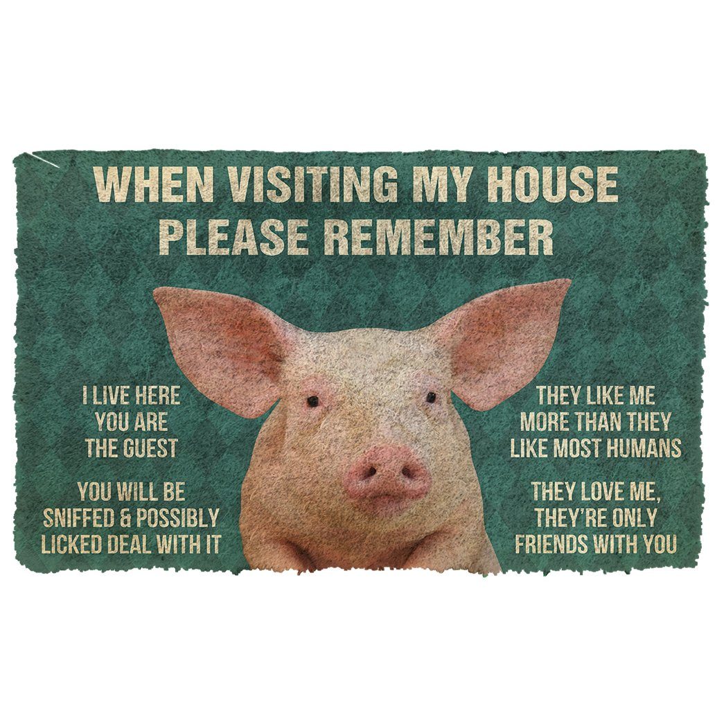 Gearhumans  Gearhuman 3D Please Remember Pigs House Rule Custom Doormat