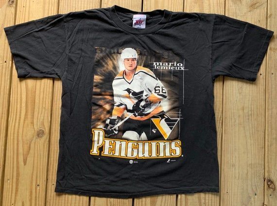 Vintage 90S Pittsburgh Penguins Mario Lemieux Black Joy Athletic Shirtedium Shirt