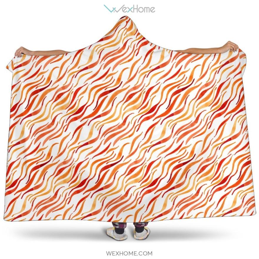 Fire Flame Watercolor Pattern Hooded Blanket