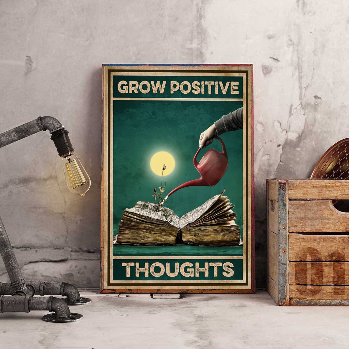 Grow Positive Thoughts Vintage Canvas And Poster, Canvas Prints, My Poster Wall, Canvas Wall Art, Wall Decor Visual Art, Halloween Gift, Happy Halloween