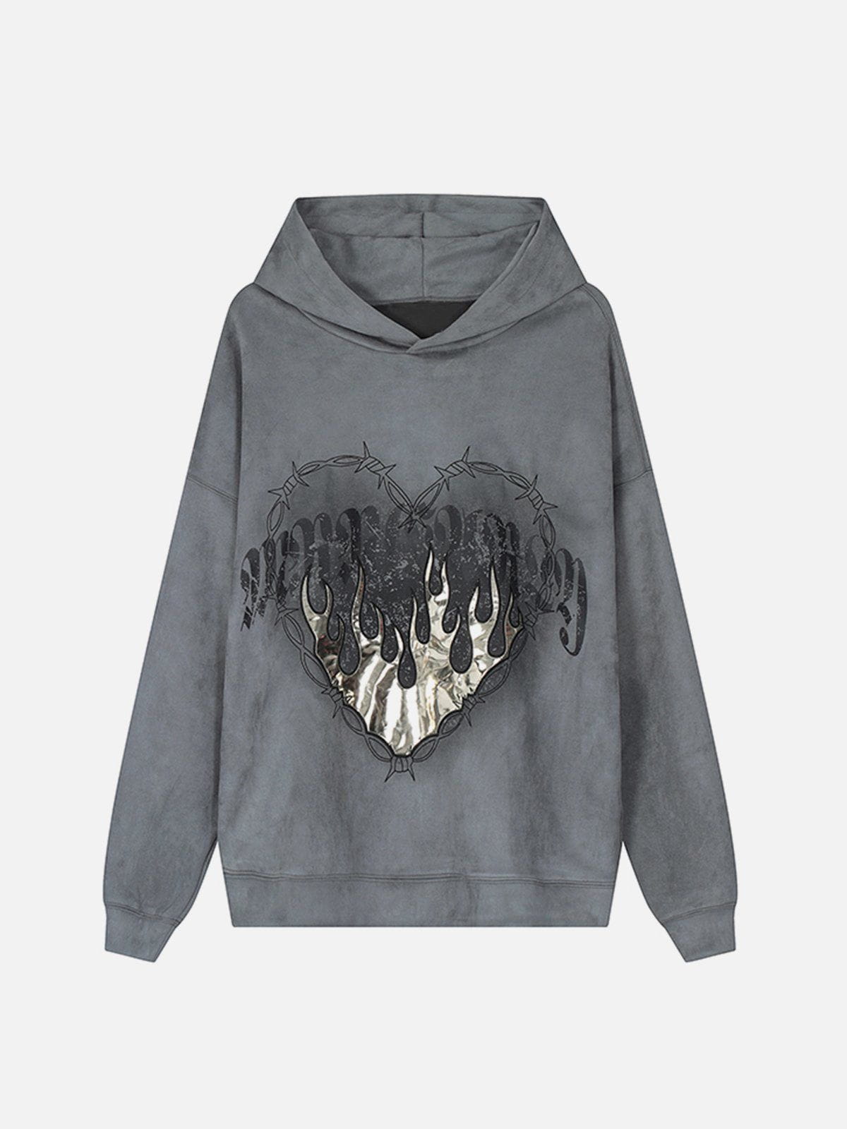 Talishko™ – Heart Of Thorns Flame Suede Hoodie