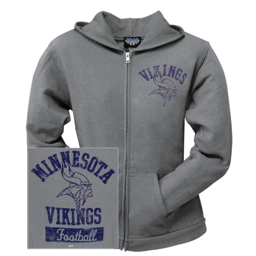 Minnesota Vikings – Vintage Logo Juniors Overdye Zip Hoodie