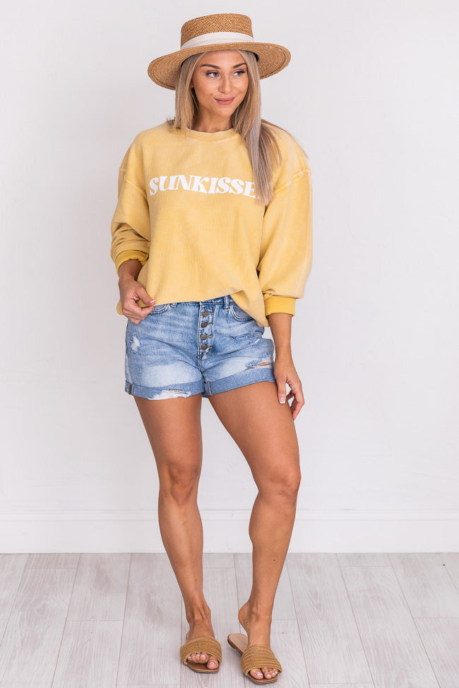 Sunkissed Gold Corded Graphic Sweatshirt