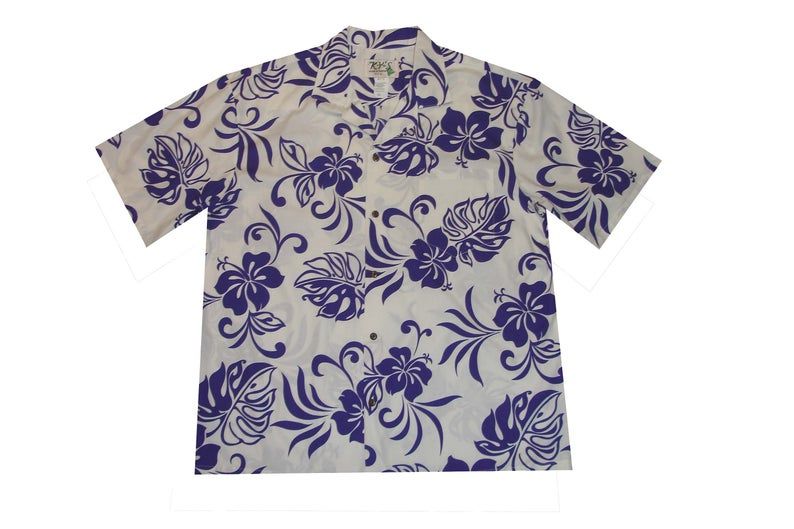 Hibiscus Blue White Nice Design Hawaii Shirt Ha31020