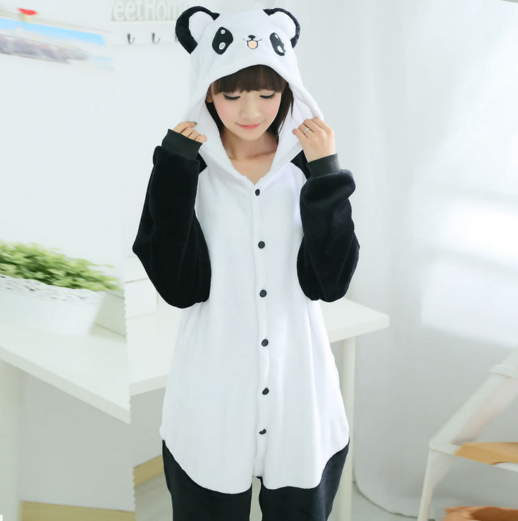 White Panda Stitch Animal Onesie Cosplay Costume Giraffe Adult Pajamas Unisex Flannel Sleepwear Hoodie For Women Men