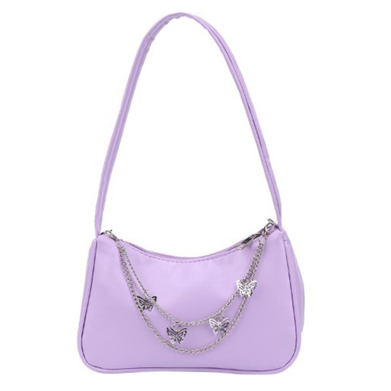 Luxury Designer Butterfly Chain Handbag for Women 2022 Trend PU Leather Candy Color Female Shoulder Bag Ladies Shopper Purse alx