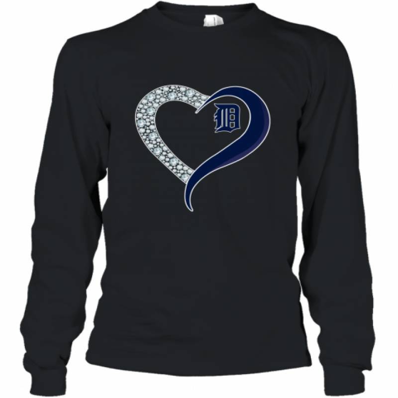 Diamond Detroit Tigers Heart shirt Long Sleeve T-Shirt