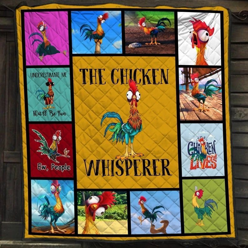 The Chicken Whisperer Rooster Moana Fan Lover Underestimate Me That’Ll Be Fun Fan Gift Idea Quilt Blanket