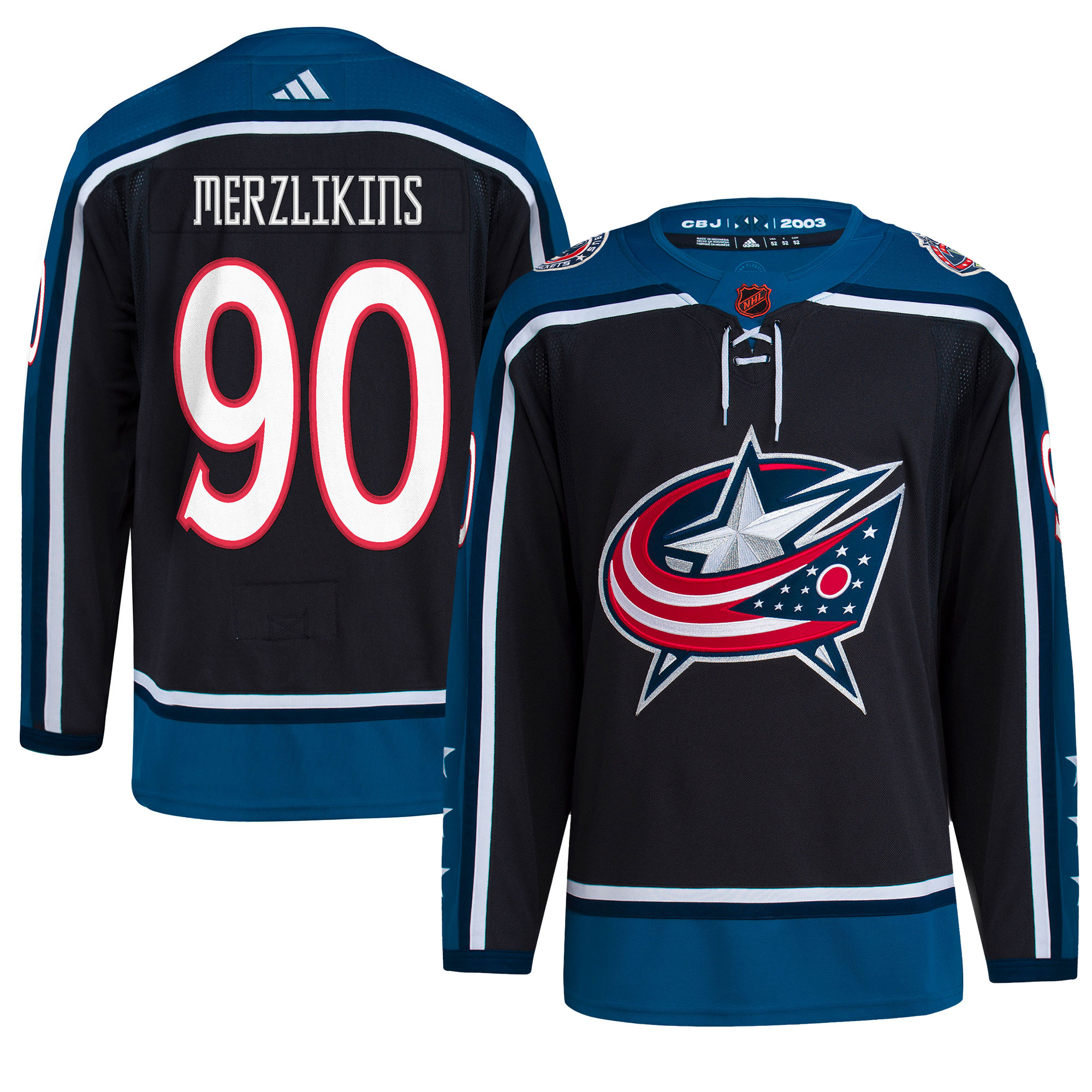 Men's Columbus Blue Jackets Elvis Merzlikins adidas Black Reverse Retro 2.0 Authentic Player Jersey