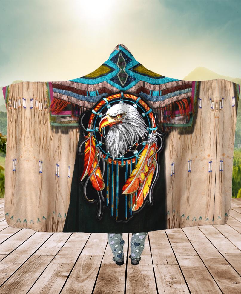 Welcomenative Eagle Hooded Blanket, All Over Print, Native American