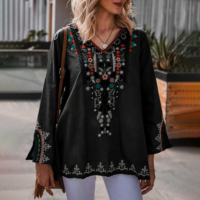 ZANZEA Stylish Shirts 2022 Women Bohemian Floral Printed Blouse Spring V Neck Long Sleeve Tops Casual Holiday Blusas Chemise alx