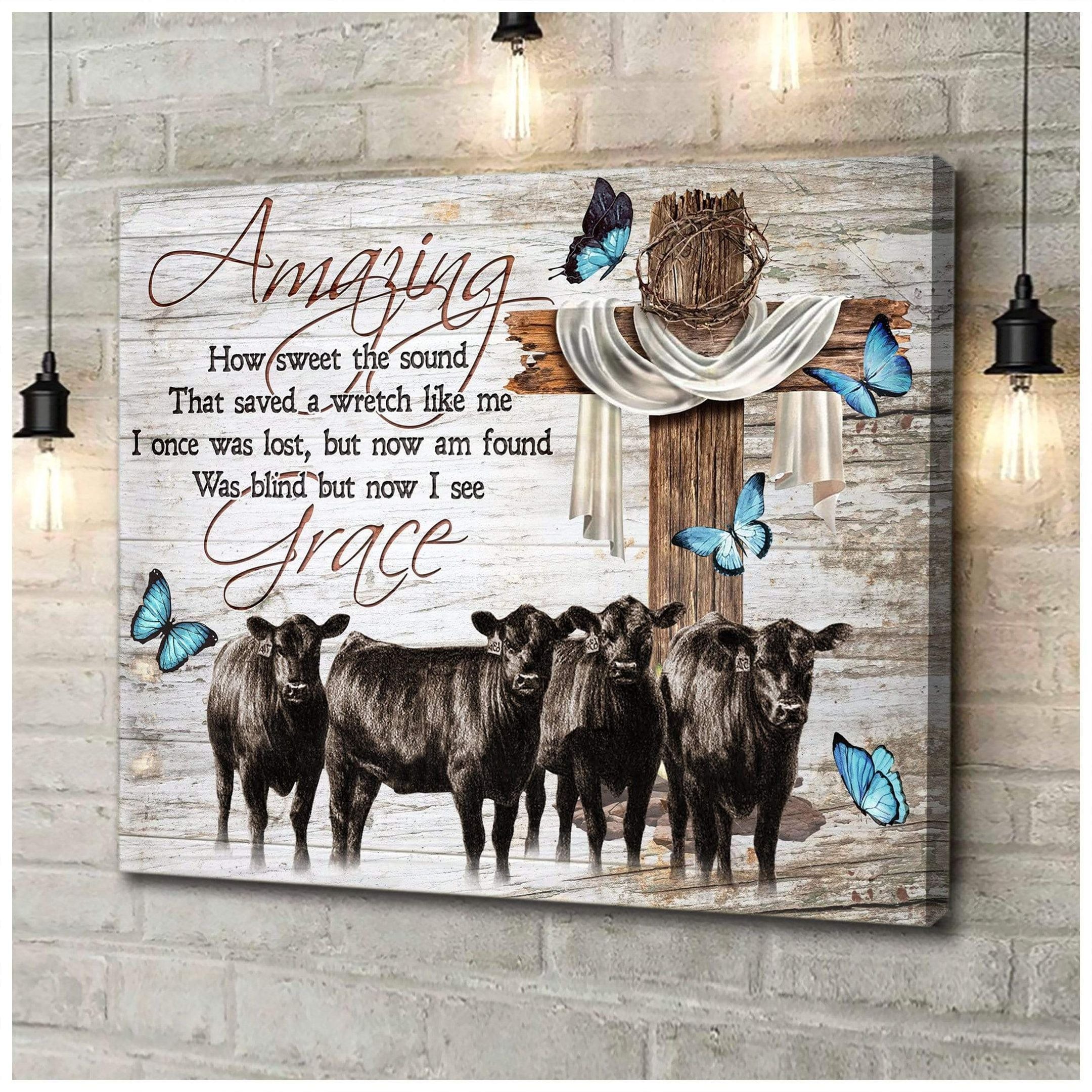 Amazing Grace Cow Wall Art Canvas Gift For Family, Wall Art Decor, Canvas Print, Home Decor