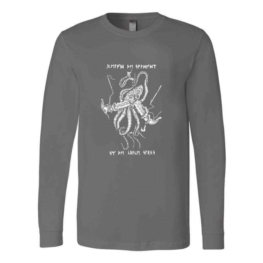 Kraken Vikings Mythology Norse Octopus Boat Long Sleeve T-Shirt