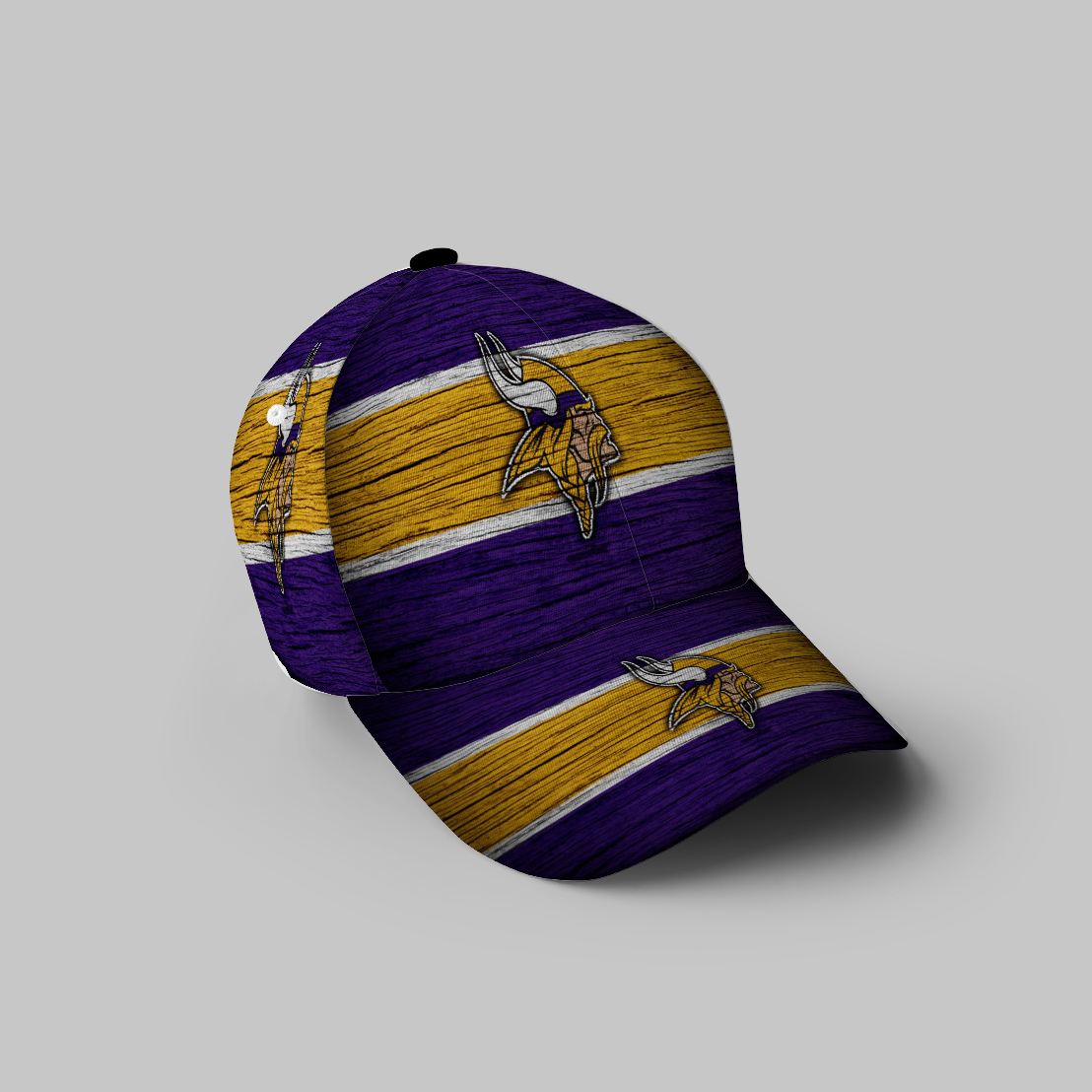 Minnesota Vikings Emblem Wooden Texture 3D Printing Baseball Cap Classic Hat